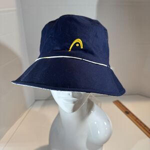 Vintage HEAD Tennis Brand Navy Blue Bucket Hat